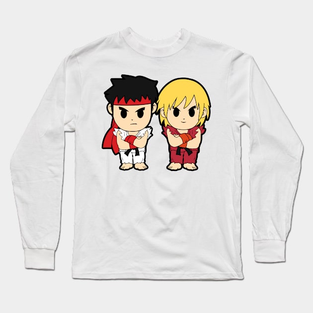 Ken and Ryu Street Fighter Chibi Long Sleeve T-Shirt by bonekaduduk